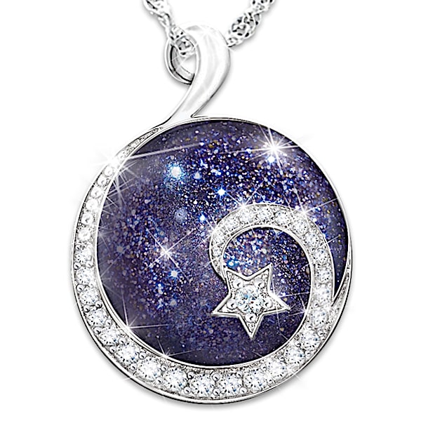 Daughter Reach For The Stars Sterling Silver Cabochon Stone Pendant Necklace - Graduation Gift Ideas