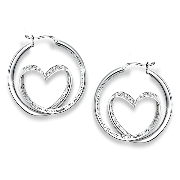 Forever In My Heart Diamond Hoop Earrings For Daughter