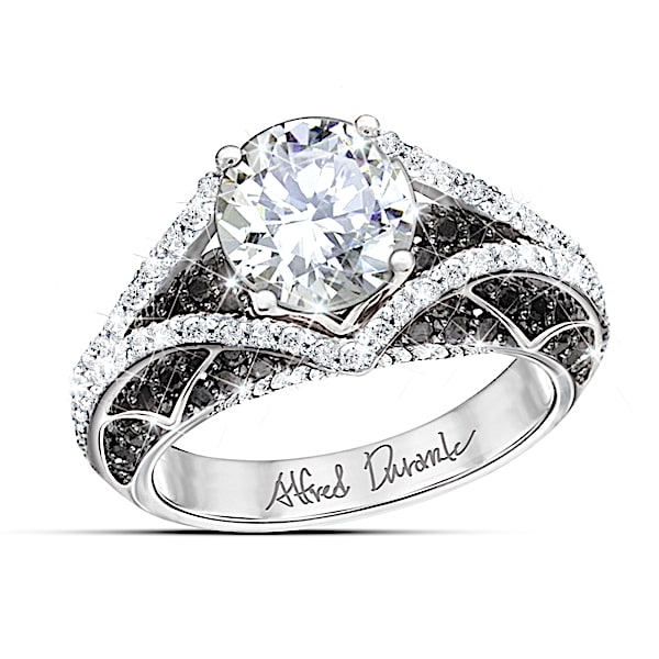 Alfred Durante Park Avenue Women's White Topaz & Black Sapphire Ring