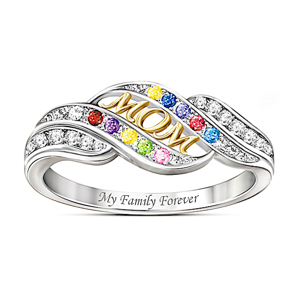 Mom's Blessings Personalized Birthstone Ring - Personalized Jewelry