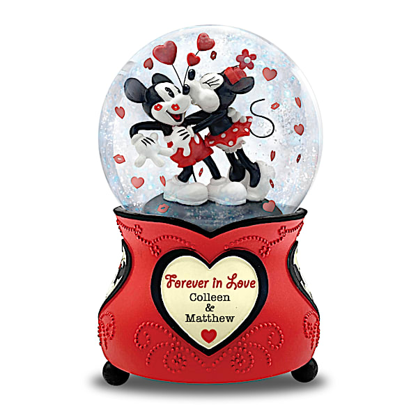 Disney Mickey Mouse and Minnie Mouse Glitter Globe Personalized with Your Names