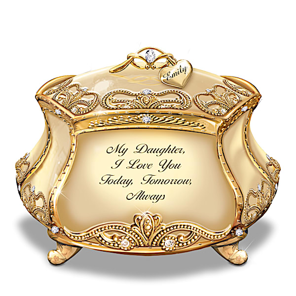 Daughter, I Love You Personalized 22K Gold-Plated Heirloom Music Box