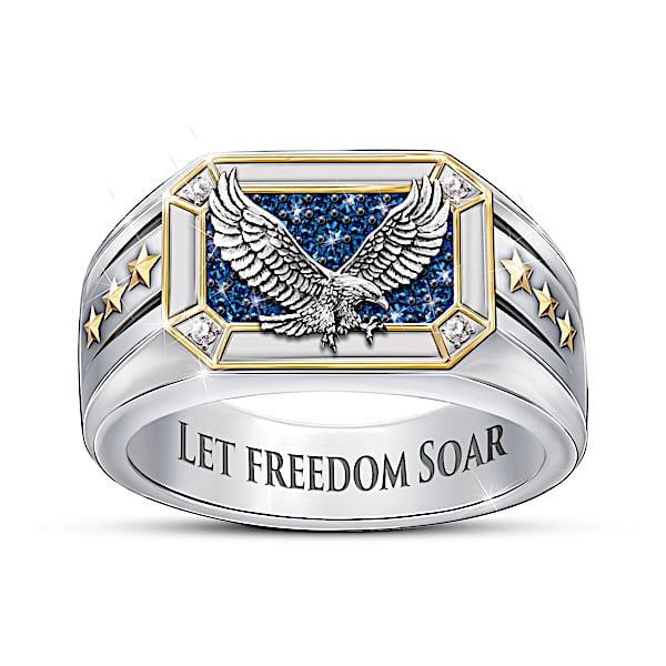 Let Freedom Soar Blue And White Sapphire Eagle Ring