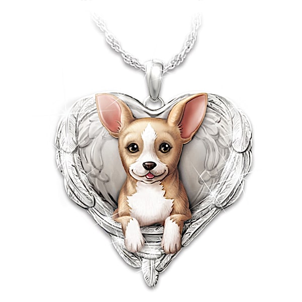 Chihuahuas Are Angels Heart Pendant Necklace