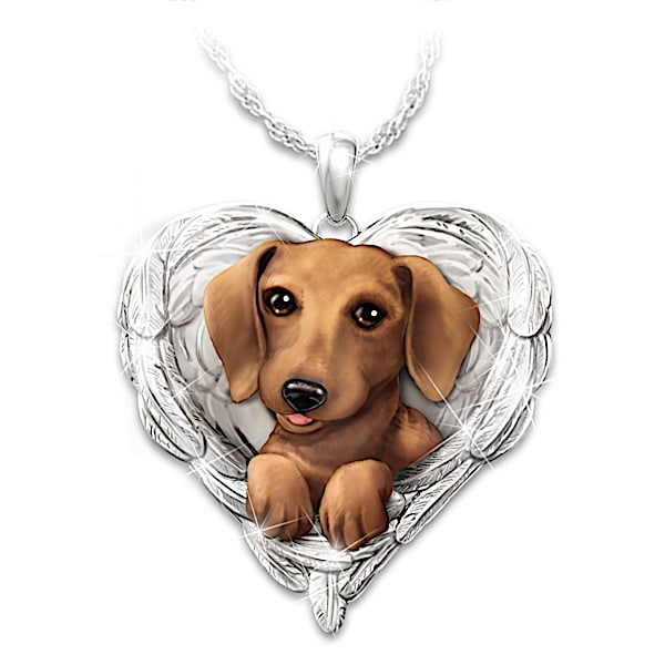 Dachshunds Are Angels Heart Pendant Necklace