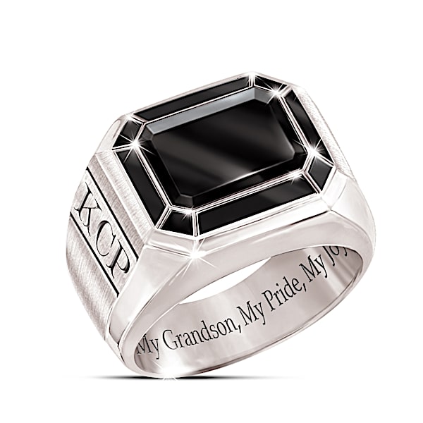 My Grandson, My Pride, My Joy Personalized Ring - Personalized Jewelry