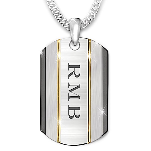 The Strength Of My Grandson Personalized Stainless Steel Dog Tag Necklace - Graduation Gift Ideas
