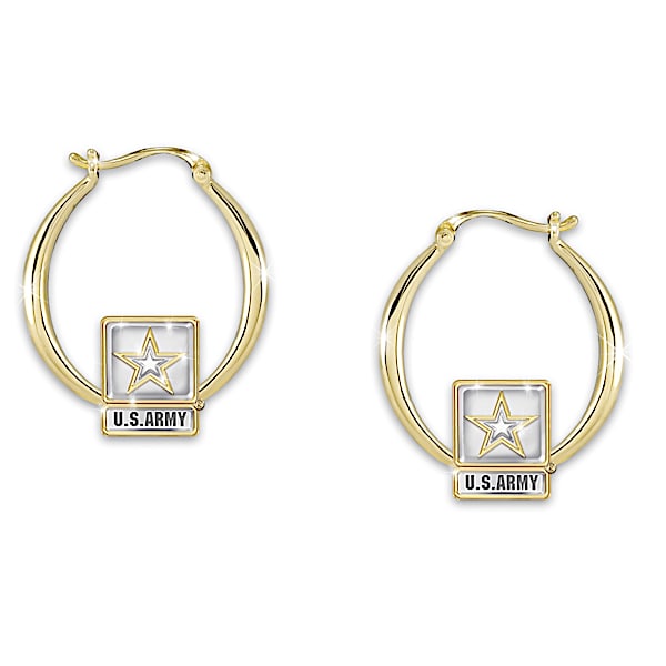 Army Pride Women's Engraved Earrings With Sculpted Logo