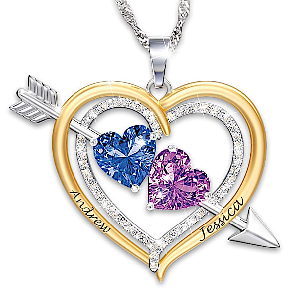 Love Struck Women's Personalized Crystal Birthstone Pendant Necklace - Personalized Jewelry