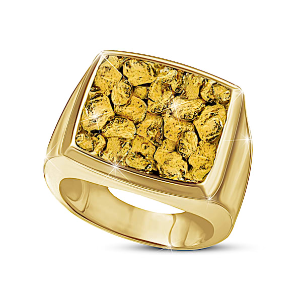 Gold Rush Men's Ring With Golden Nuggets