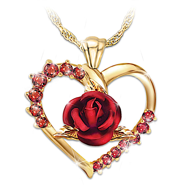 Forever Yours Women's Ruby Heart-Shaped Pendant Necklace