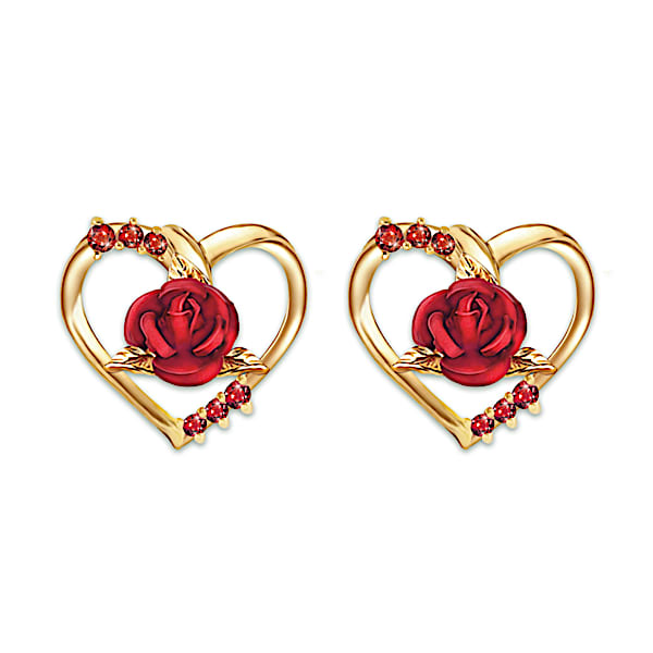Forever Yours Ruby Earrings With Sculpted Roses