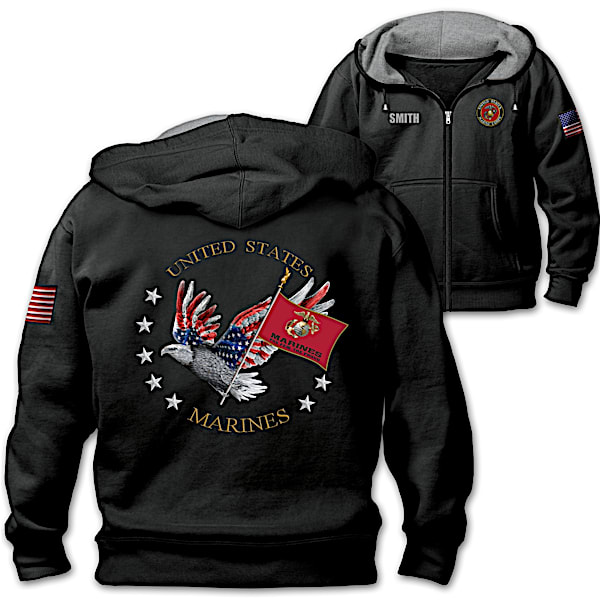 USMC Pride Personalized Men's Easy-Care Comfort Knit Hoodie