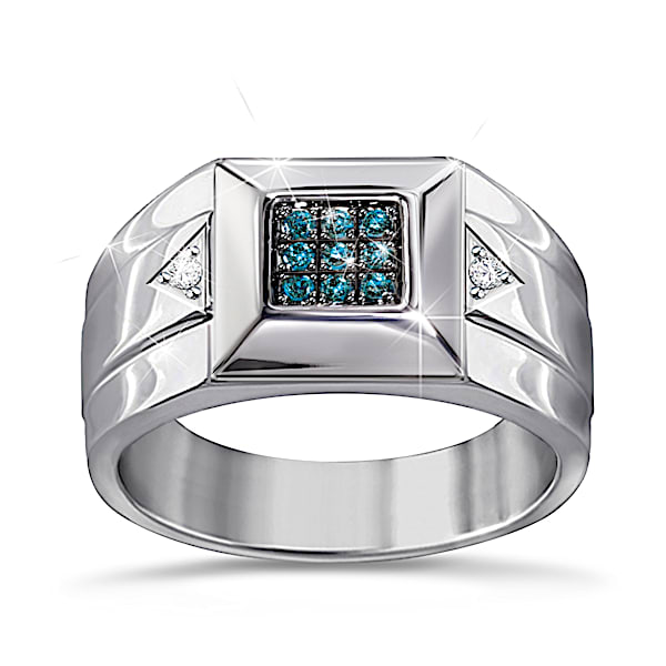 Strength Of Steel Men's Blue Diamond Ring