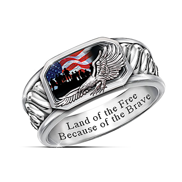 Men's Silver Plated Patriotic Freedom Isn't Free Ring