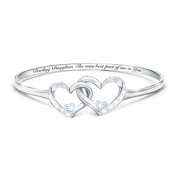 Best Part Of Me Women's Heart-Shaped Diamond And White Topaz Bracelet