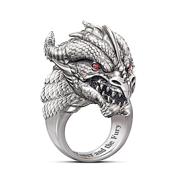 Stainless Steel Power And Fury Men's Dragon Head Ring