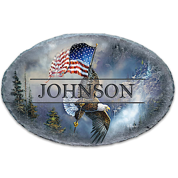 On Majestic Wings Bald Eagle Personalized Outdoor Welcome Sign