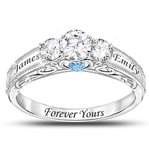 Forever Yours Personalized Birthstone Women's Ring - Personalized Jewelry