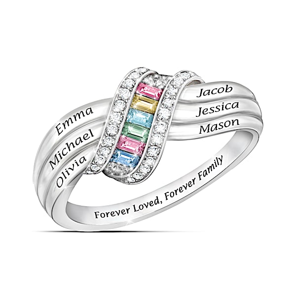Sterling Silver Forever Family Personalized Birthstone Ring - Personalized Jewelry