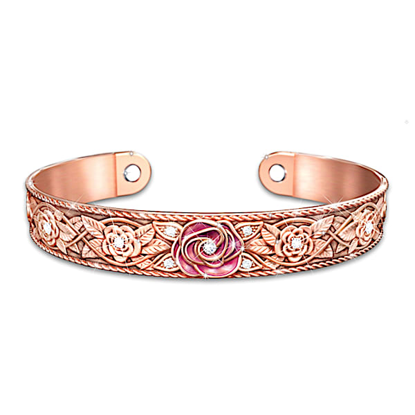 Nature's Healing Beauty Floral Copper Cuff Women's Bracelet