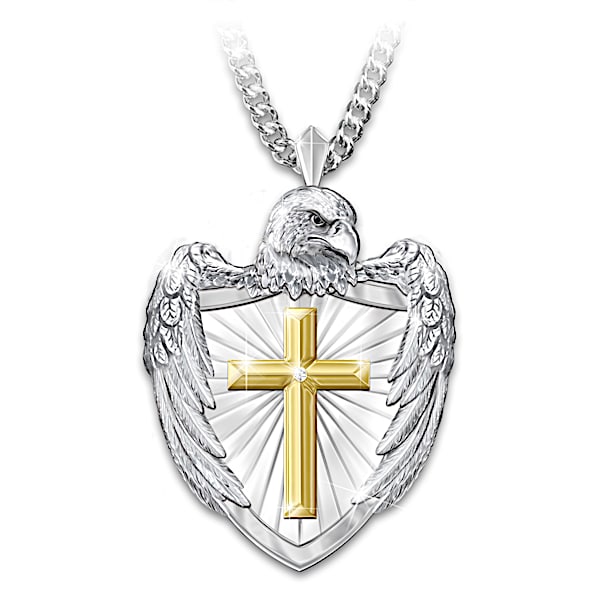 Soar To Glory Eagle And Cross Pendant Necklace For Son