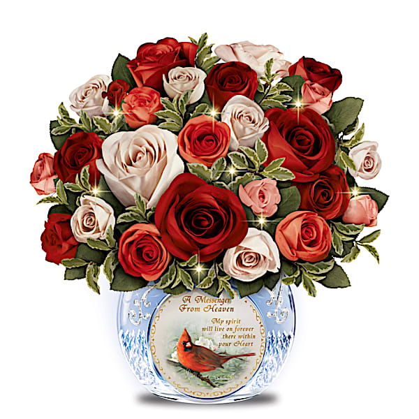 Remembrance Floral Centerpiece in Crystal Vase with Joe Hautman Art: Lights Up