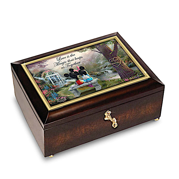Thomas Kinkade Mickey Mouse and Minnie Mouse Romantic Personalized Music Box