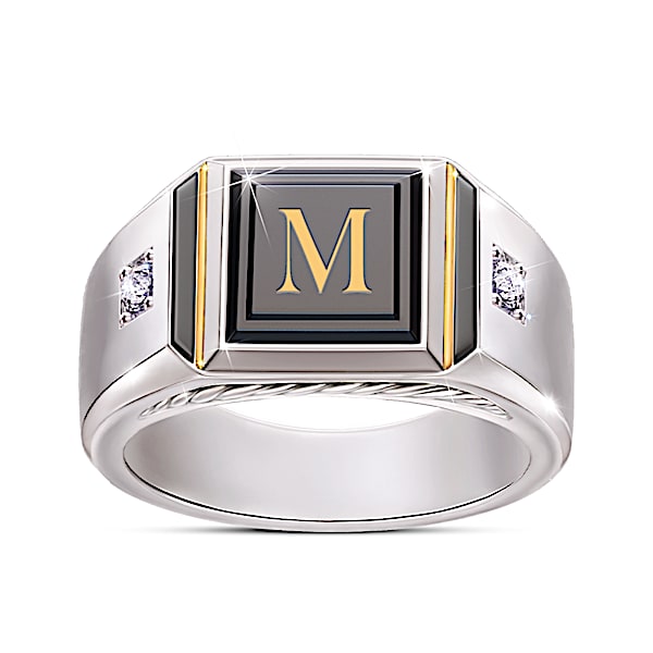 Man of Distinction ring is a bold personalized jewelry design and a truly unique men's diamond and black onyx ring. - Personaliz
