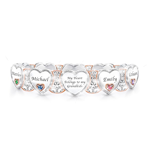 Personalized Stretch Bracelet for Grandmothers: Up to 9 Birthstones and Names