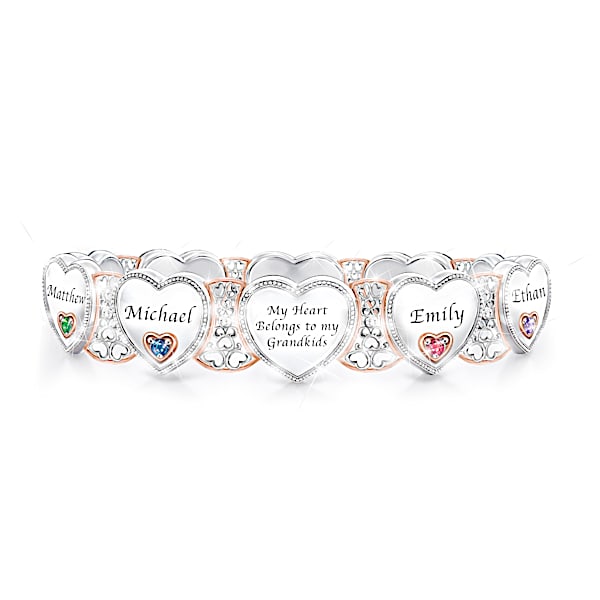Personalized Stretch Bracelet for Grandmothers: Up to 9 Birthstones and Names