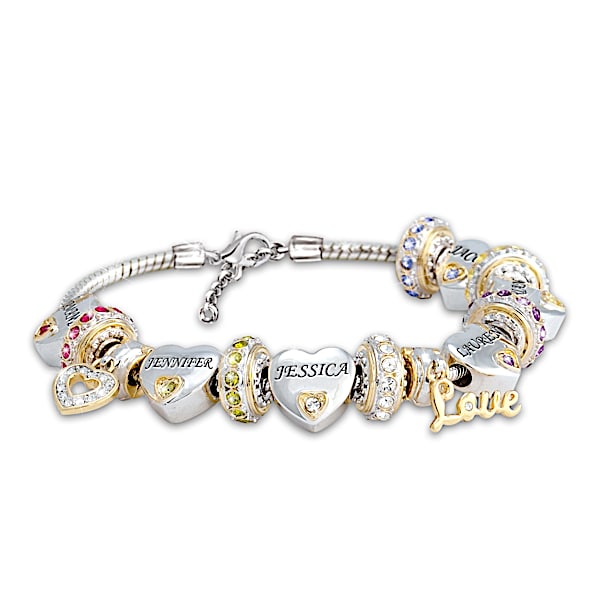 Forever In A Mother's Heart Women's Personalized Birthstone Charm Bracelet - Personalized Jewelry