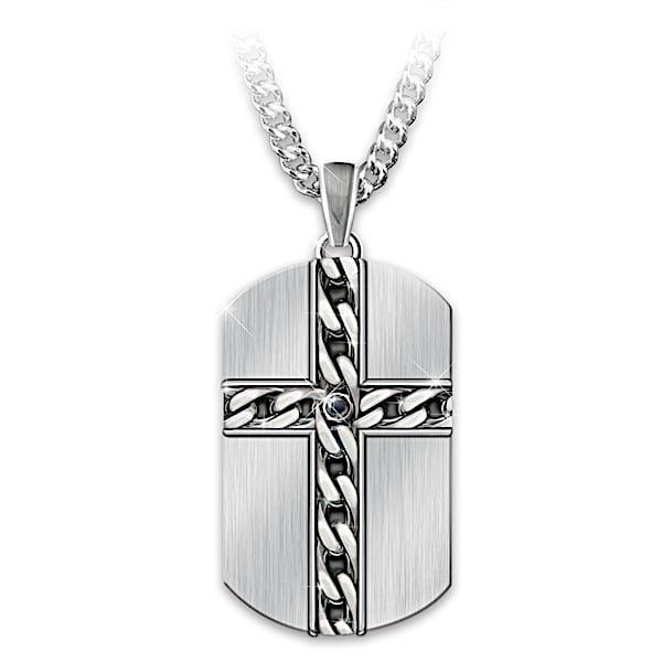 Strong & Courageous Son Stainless Steel Dog Tag Pendant Necklace