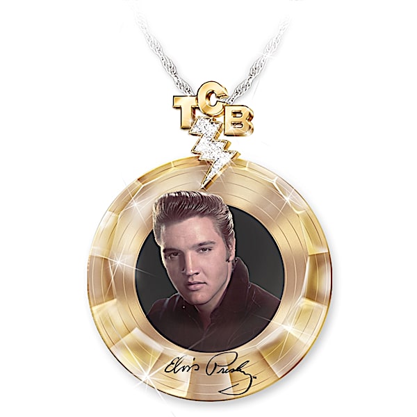 Elvis Presley Women's Gold Record Pendant Necklace