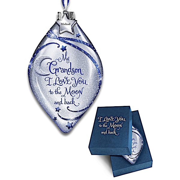 Grandson, I Love You To The Moon And Back Personalized Ornament