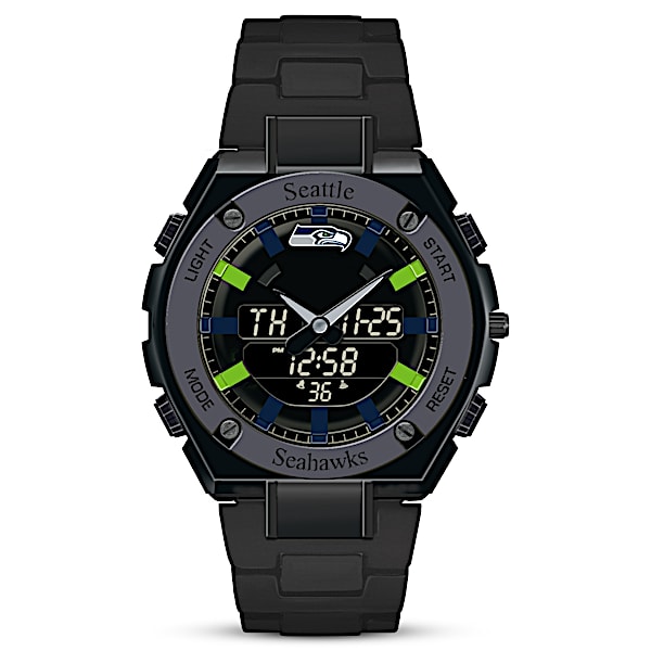 It's Seahawks Time! Men's Ani-Digi Stainless Steel Watch