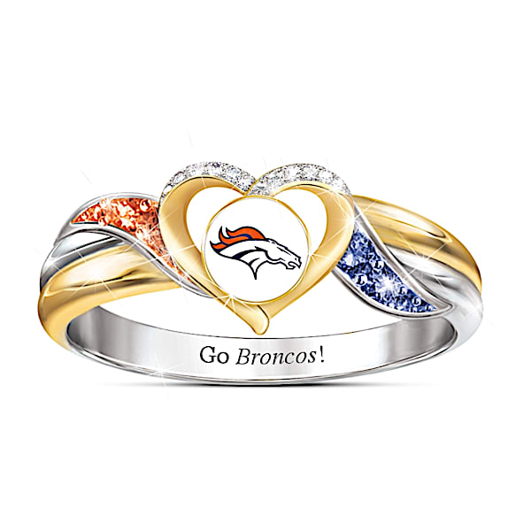 Denver Broncos Women's 18K Gold-Plated NFL Pride Ring