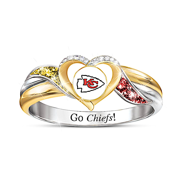 Kansas City Chiefs Pride Ring With Team-Colored Crystals