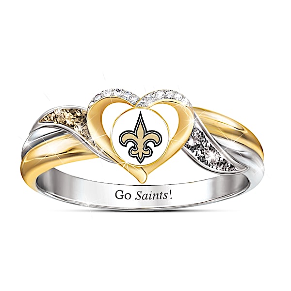 New Orleans Saints Women's 18K Gold-Plated NFL Pride Ring