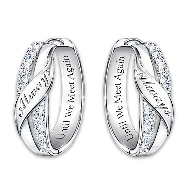 Until We Meet Again Memorial Diamond Hoop Earrings