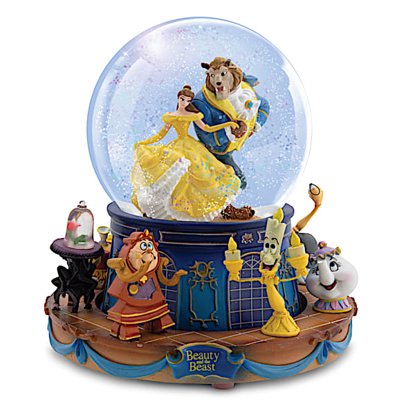 Disney Beauty And The Beast Rotating Musical Glitter Globe