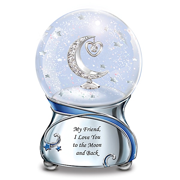 Friend, I Love You To The Moon And Back Musical Glitter Globe