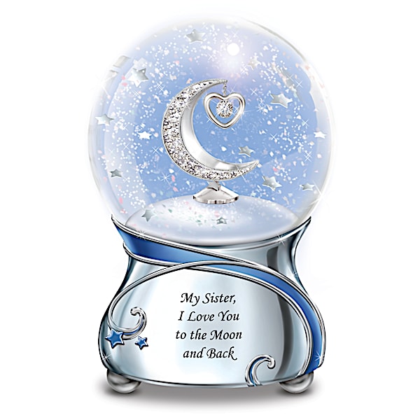 Sister, I Love You To The Moon Musical Glitter Globe
