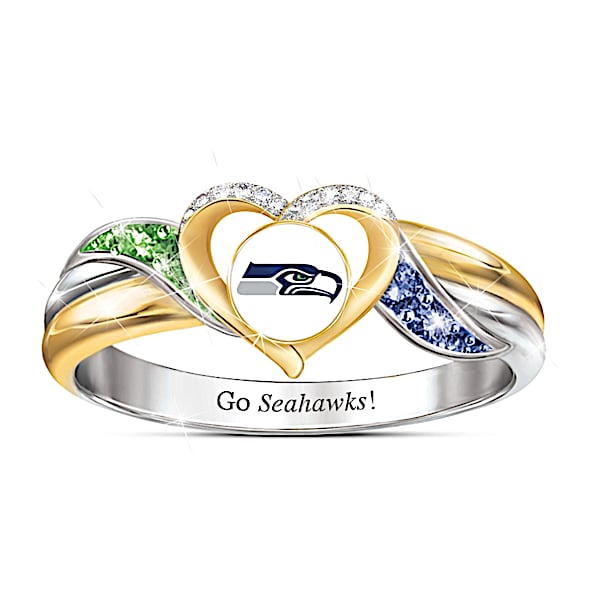Seattle Seahawks Women's 18K Gold-Plated NFL Pride Ring