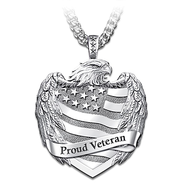 Proud Veteran Men's Stainless Steel Pendant Necklace