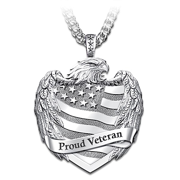 Proud Veteran Men's Stainless Steel Pendant Necklace