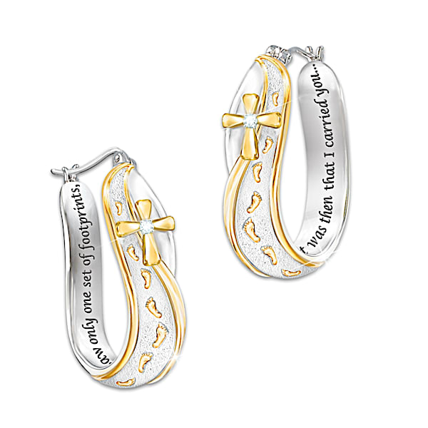 Footprints In The Sand Religious Diamond Earrings