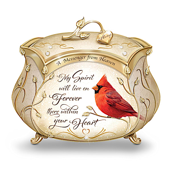 James Hautman A Messenger From Heaven Cardinal Music Box with 22K Gold Accents: Sympathy Gift, Memorial Keepsake