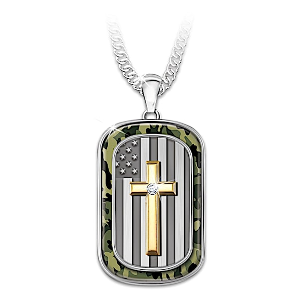 My Country My Faith Men's Religious And Patriotic Dog Tag Pendant Necklace
