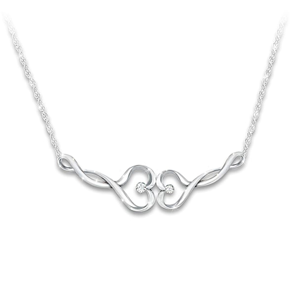 Always My Daughter Genuine Diamond Necklace With 2 Hearts